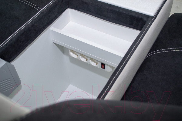 Изображение товара Диван угловой Петрамебель Марсель правый (темно-серый иск.замша/велюр белый)