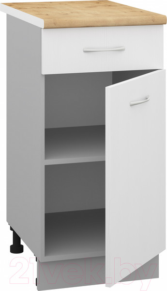 Изображение товара Шкаф-стол кухонный Кортекс-мебель Корнелия Лира НШ40р1ш (белый/дуб бунратти)