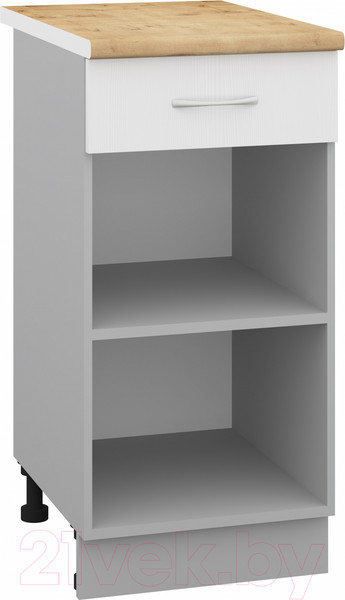 Изображение товара Шкаф-стол кухонный Кортекс-мебель Корнелия Лира НШ40р1ш (белый/дуб бунратти)