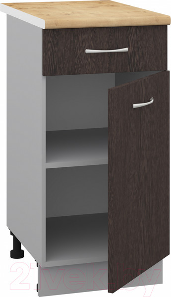 Изображение товара Шкаф-стол кухонный Кортекс-мебель Корнелия Лира НШ40р1ш (венге/дуб бунратти)