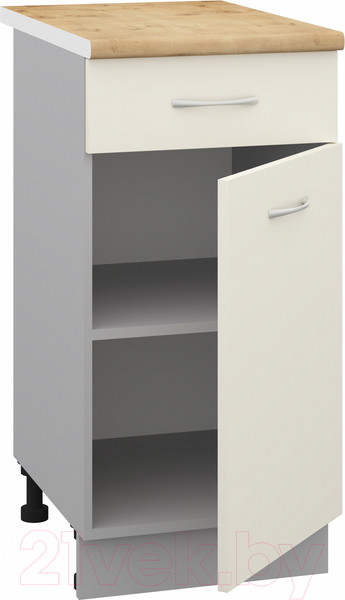 Изображение товара Шкаф-стол кухонный Кортекс-мебель Корнелия Лира НШ40р1ш (крем/дуб бунратти)