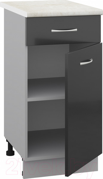 Изображение товара Шкаф-стол кухонный Кортекс-мебель Корнелия Лира НШ40р1ш (черный/королевский опал)