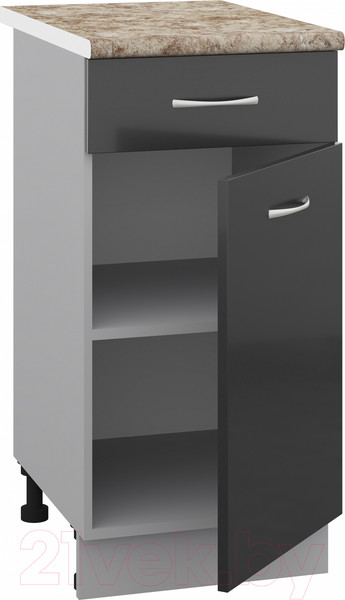 Изображение товара Шкаф-стол кухонный Кортекс-мебель Корнелия Лира НШ40р1ш (черный/мадрид)