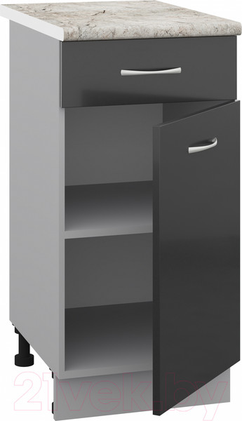 Изображение товара Шкаф-стол кухонный Кортекс-мебель Корнелия Лира НШ40р1ш (черный/марсель)