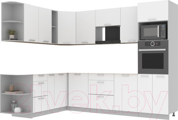 Изображение товара Кухонный гарнитур Интерлиния Мила Лайт 1.88x2.8 левая без столешницы (белый платинум/белый платинум)