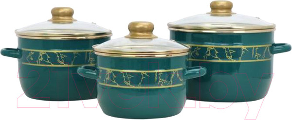 Изображение товара Набор кастрюль Эмаль Полонез мирт 3-308/6