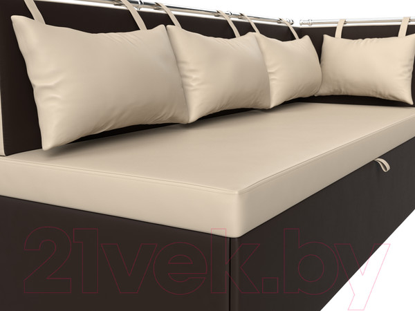 Изображение товара Скамья кухонная мягкая Лига Диванов Метро 41 правый / 58912 (экокожа, бежевый/коричневый)