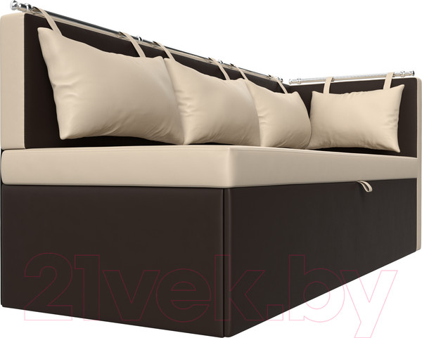 Изображение товара Скамья кухонная мягкая Лига Диванов Метро 41 правый / 58912 (экокожа, бежевый/коричневый)