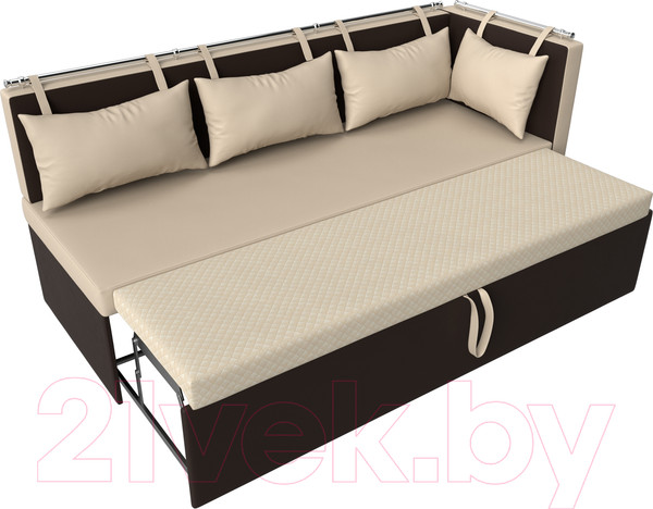 Изображение товара Скамья кухонная мягкая Лига Диванов Метро 41 правый / 58912 (экокожа, бежевый/коричневый)