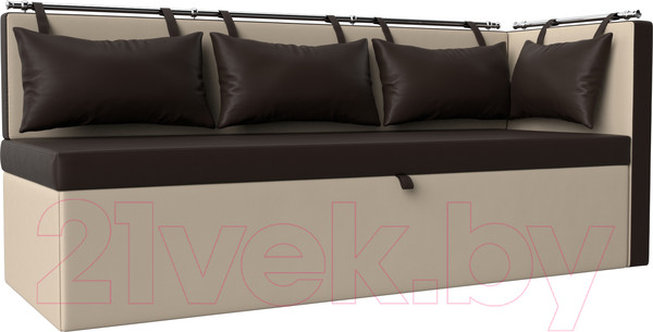 Изображение товара Скамья кухонная мягкая Лига Диванов Метро 41 правый / 58910 (экокожа, коричневый/бежевый)