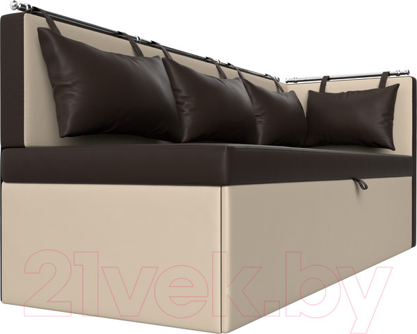 Изображение товара Скамья кухонная мягкая Лига Диванов Метро 41 правый / 58910 (экокожа, коричневый/бежевый)
