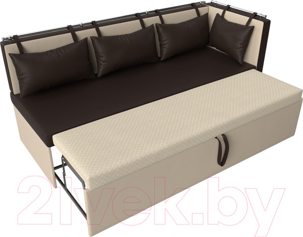 Изображение товара Скамья кухонная мягкая Лига Диванов Метро 41 правый / 58910 (экокожа, коричневый/бежевый)