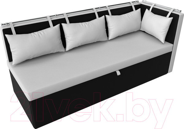 Изображение товара Скамья кухонная мягкая Лига Диванов Метро 41 правый / 58911 (экокожа, белый/черный)