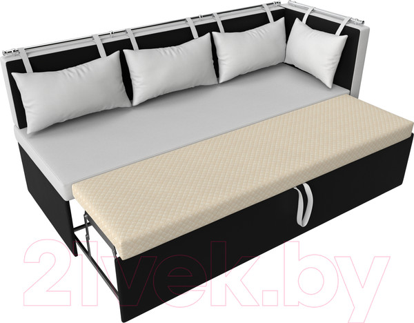 Изображение товара Скамья кухонная мягкая Лига Диванов Метро 41 правый / 58911 (экокожа, белый/черный)