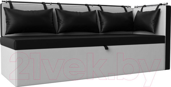 Изображение товара Скамья кухонная мягкая Лига Диванов Метро 41 правый / 58909 (экокожа, черный/белый)