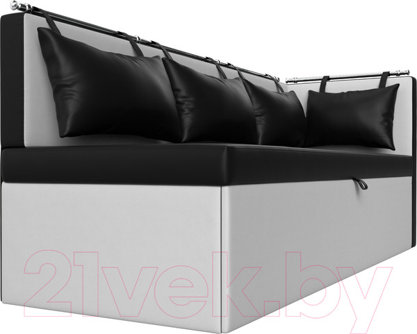 Изображение товара Скамья кухонная мягкая Лига Диванов Метро 41 правый / 58909 (экокожа, черный/белый)