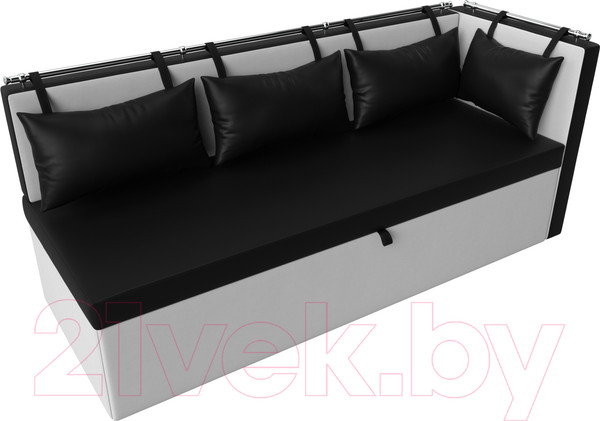 Изображение товара Скамья кухонная мягкая Лига Диванов Метро 41 правый / 58909 (экокожа, черный/белый)