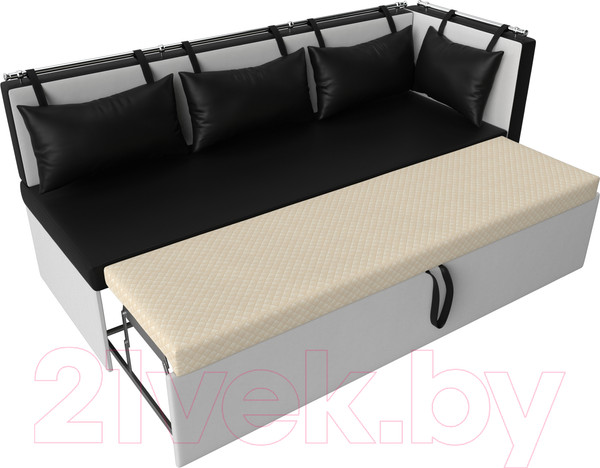 Изображение товара Скамья кухонная мягкая Лига Диванов Метро 41 правый / 58909 (экокожа, черный/белый)