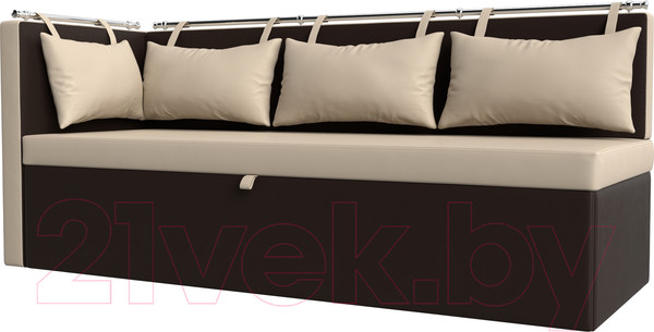 Изображение товара Скамья кухонная мягкая Лига Диванов Метро 41 левый / 58912 (экокожа, бежевый/коричневый)