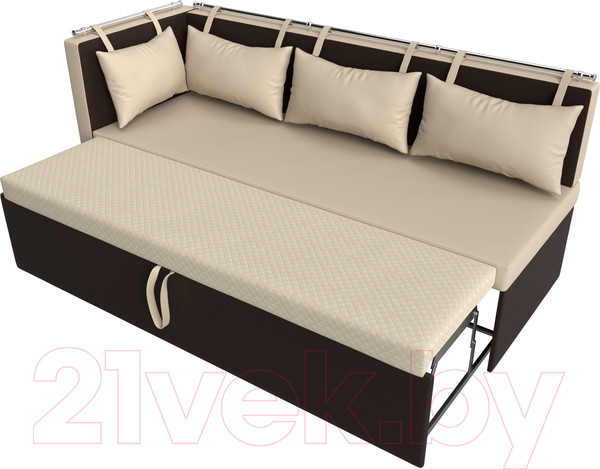 Изображение товара Скамья кухонная мягкая Лига Диванов Метро 41 левый / 58912 (экокожа, бежевый/коричневый)