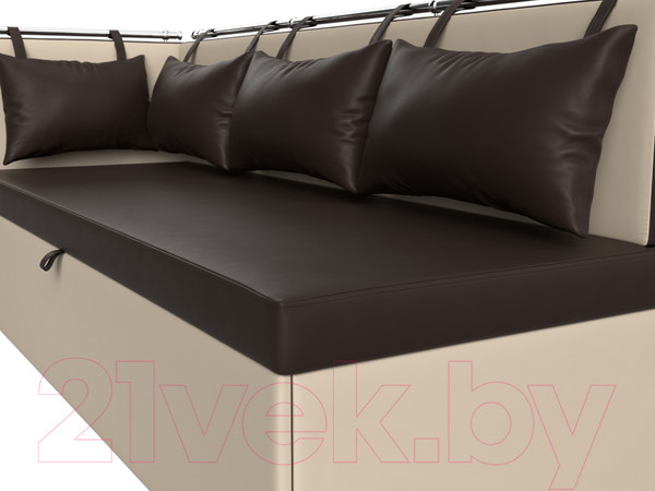 Изображение товара Скамья кухонная мягкая Лига Диванов Метро 41 левый / 58910 (экокожа, коричневый/бежевый)