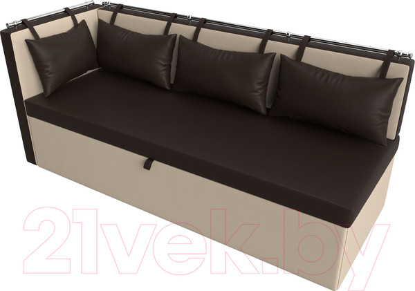 Изображение товара Скамья кухонная мягкая Лига Диванов Метро 41 левый / 58910 (экокожа, коричневый/бежевый)
