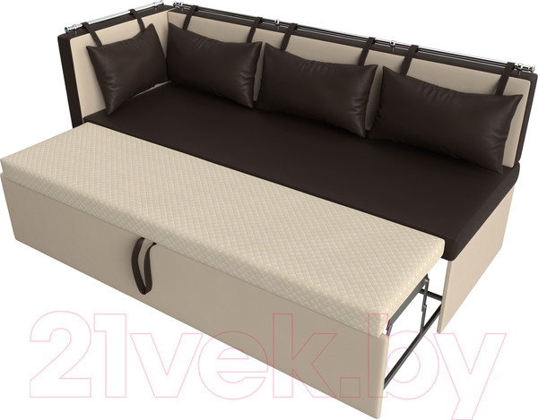 Изображение товара Скамья кухонная мягкая Лига Диванов Метро 41 левый / 58910 (экокожа, коричневый/бежевый)