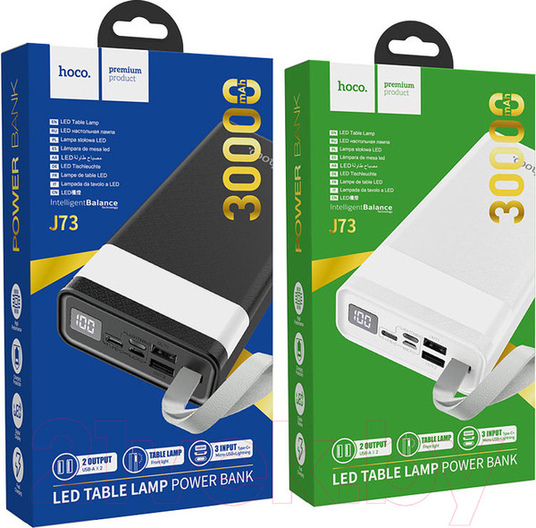 Изображение товара Портативное зарядное устройство Hoco J73 30000mAh (черный)