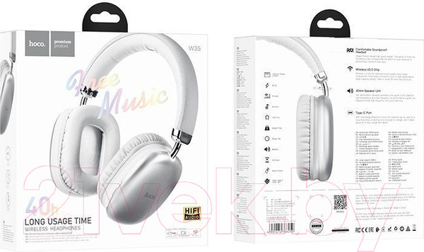 Изображение товара Беспроводные наушники Hoco W35 (серебристый)