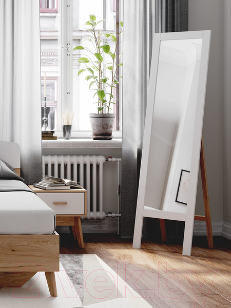 Изображение товара Двуспальная кровать Мебельград Калгари 1600 (дуб натуральный светлый/белый матовый)