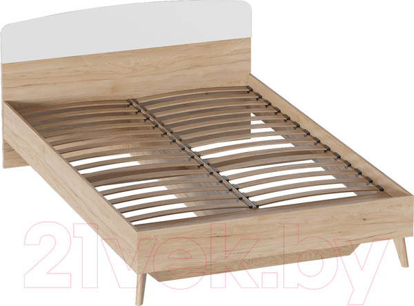 Изображение товара Двуспальная кровать Мебельград Калгари 1600 (дуб натуральный светлый/белый матовый)