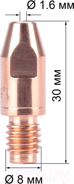 Изображение товара Наконечник контактный для горелки FoxWeld М8x30x1.6 CuCrZr / 4519