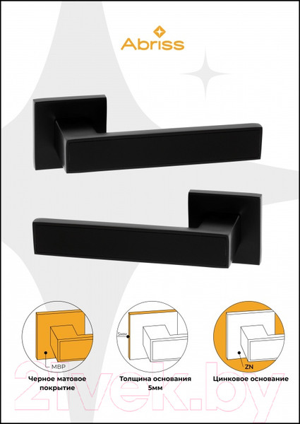 Изображение товара Ручка дверная Abriss R21.120 MBP/BL (черный матовый/черная вставка)