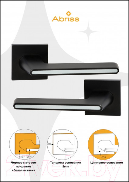 Изображение товара Ручка дверная Abriss R21.190 MBP/WH (черный матовый/белая вставка)