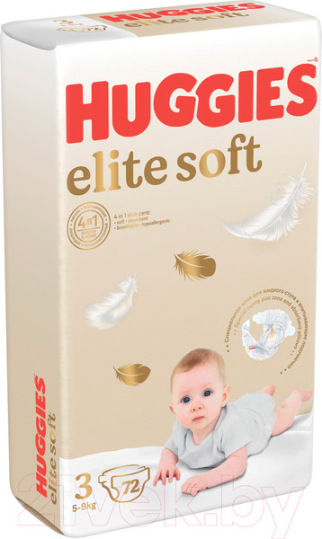 Изображение товара Подгузники детские Huggies Elite Soft 3 Mega (72шт)