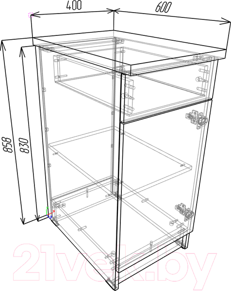 Изображение товара Шкаф-стол кухонный Eligard Urban ШСКс 40 1Я (белый/дуб ланселот)