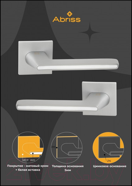 Изображение товара Ручка дверная Abriss R21.190 MCP/WH (хром матовый/белая вставка)