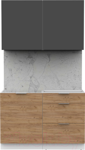 Изображение товара Кухонный гарнитур Интермебель Микс Топ-1 1.2м без столешницы (графит серый/дуб крафт золотой)