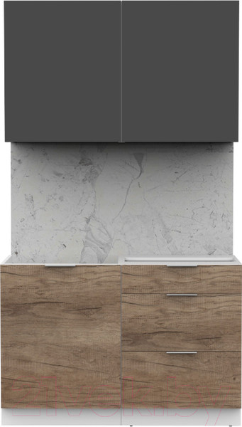 Изображение товара Кухонный гарнитур Интермебель Микс Топ-1 1.2м без столешницы (графит серый/дуб каньон)