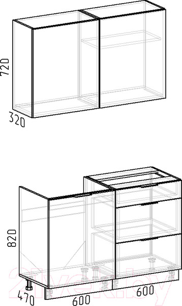 Изображение товара Кухонный гарнитур Интермебель Микс Топ-1 1.2м без столешницы (белый премиум)
