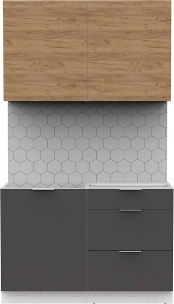 Изображение товара Кухонный гарнитур Интермебель Микс Топ-1 1.2м без столешницы (дуб крафт золотой/графит серый)