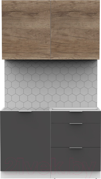 Изображение товара Кухонный гарнитур Интермебель Микс Топ-1 1.2м без столешницы (дуб каньон/графит серый)