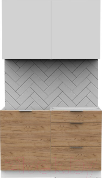 Изображение товара Кухонный гарнитур Интермебель Микс Топ-1 1.2м без столешницы (белый премиум/дуб крафт золотой)