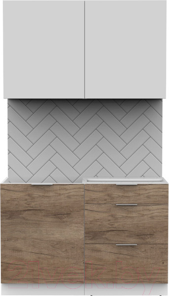 Изображение товара Кухонный гарнитур Интермебель Микс Топ-1 1.2м без столешницы (белый премиум/дуб каньон)