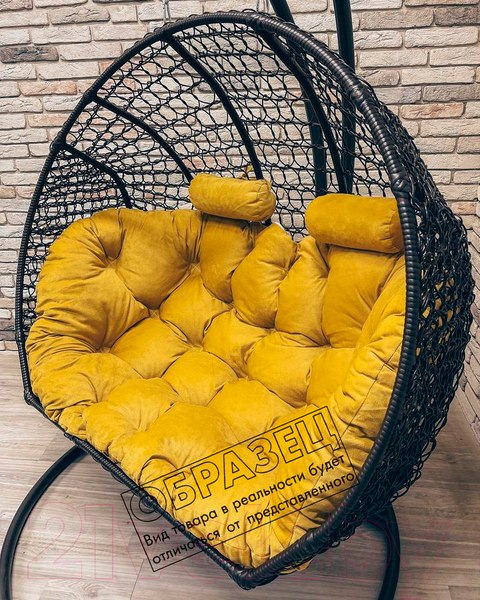 Изображение товара Кресло подвесное Craftmebelby Кокон Двойной (белый/желтый)
