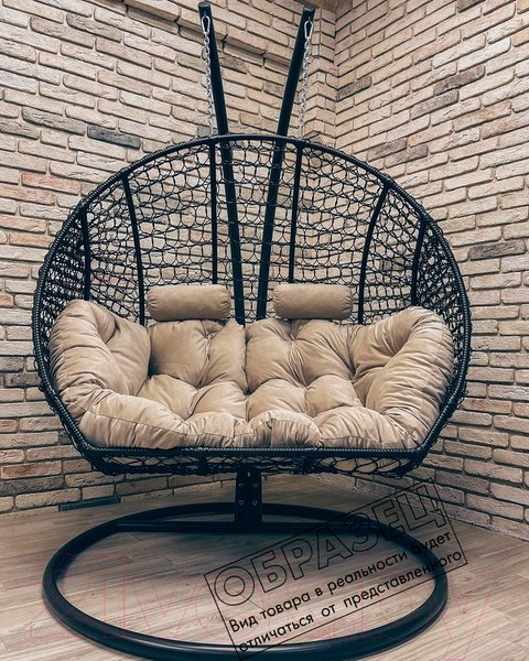 Изображение товара Кресло подвесное Craftmebelby Кокон Двойной (белый/желтый)