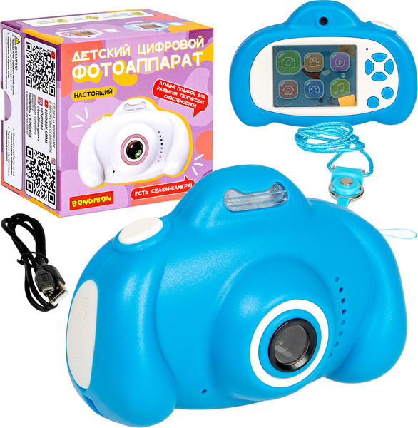 Изображение товара Детский фотоаппарат Bondibon С селфи камерой / ВВ5006 (голубой)