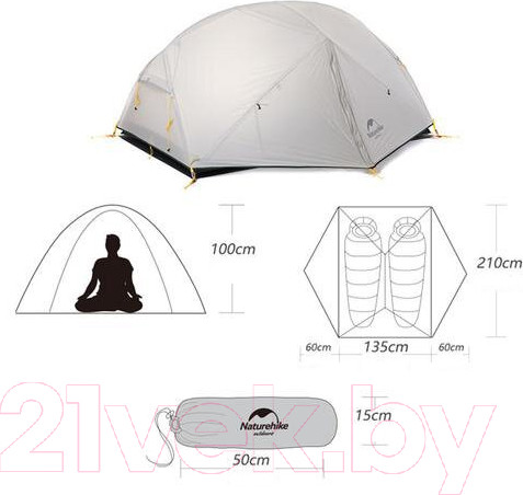 Изображение товара Палатка Naturehike Mongar NH17T007-M 20D / 6927595726051 (зеленый/белый)