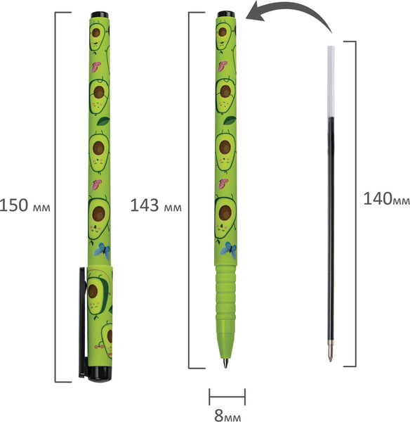 Изображение товара Ручка шариковая Brauberg Soft Touch Grip Avocado / 143716 (синий)