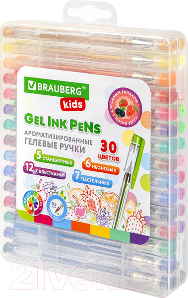 Изображение товара Набор гелевых ручек Brauberg Kids Fruits / 143823 (30цв)